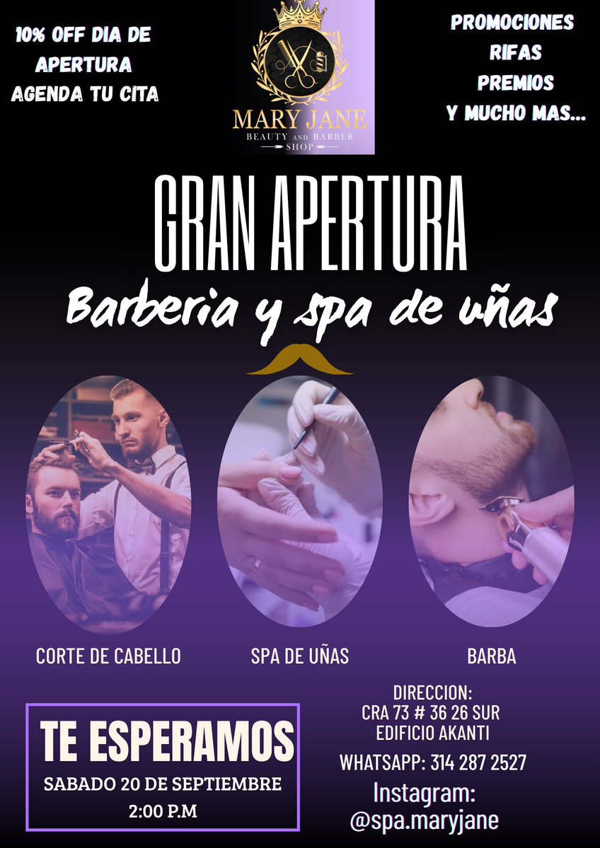 ๐ป๐๐๐๐420_๐ฆ๐ (@pucca420_) on Twitter photo ๐ ยกSe llegรณ el gran dรญa! ๐
Este 20 de septiembre abrimos oficialmente las puertas de MARYJANE Beauty and Barber Shop ๐โโ๏ธ๐
๐
Un espacio creado con mucho amor y dedicaciรณn para consentirte como mereces. Tendremos sorpresas, promociones especiales y un ambiente increรญble. ๐๐ฅ ๐ ยกSe llegรณ el gran dรญa! ๐
Este 20 de septiembre abrimos oficialmente las puertas de MARYJANE Beauty and Barber Shop ๐โโ๏ธ๐
๐
Un espacio creado con mucho amor y dedicaciรณn para consentirte como mereces. Tendremos sorpresas, promociones especiales y un ambiente increรญble. ๐๐ฅ