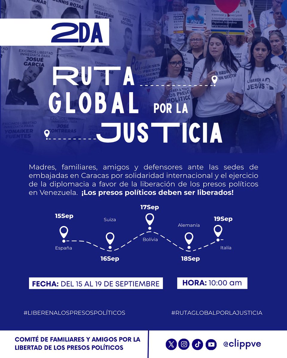 Yo apoyo la Ruta 

#LiberenALosPresosPoliticos 
#RutaGlobalPorLaJusticia