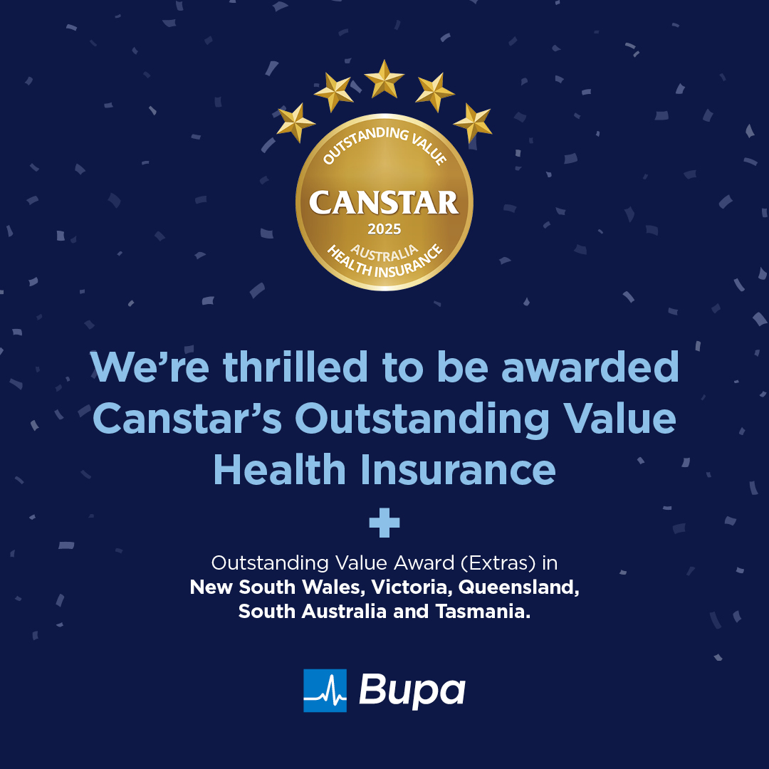 Four the win!

We’re proud to be awarded <a href="/Canstar/">Canstar</a>'s Outstanding Value Health Insurance Award for the fourth year in a row. 

Thanks to our customers for their trust and to our people for the care they bring every day.

#BupaHealthInsurance