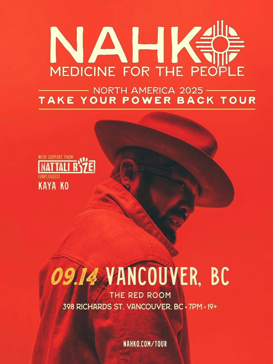 REDROOMVANCITY's tweet photo. TONIGHT! For the first time ever, @nahkobear is bringing the powerful songs from his 2020 album Take Your Power Back to our stage, live and in full spirit. Arrive early to catch @nattalirize and Kaya Ko too 🔜🔊🎶✌️⚡️ Pull up! https://t.co/auPzV1nMqJ 🎟️💯 Doors: 7pm // Show: 7:30 https://t.co/4d0Azoxw1v