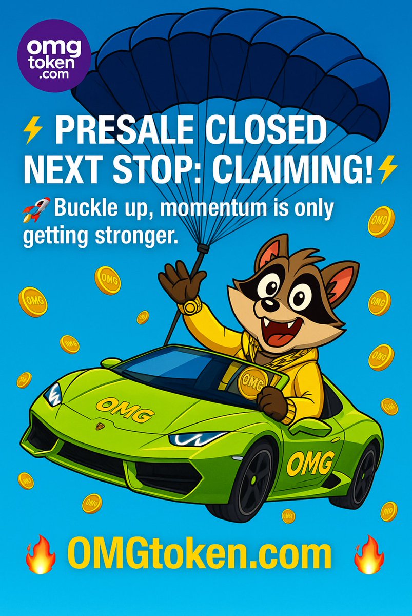 JCrypto0772's tweet photo. ⚡ PRESALE CLOSED NEXT STOP: CLAIMING! ⚡
🔥 The engines are hot, the parachutes are out, and $OMG is gliding straight into momentum.
🚀 Buckle up fam the ride is just beginning.
🟣 https://t.co/Hj3QmeJZ5G
#OMGToken #Crypto #BullRun #ClaimDay #Momentum https://t.co/qZGIpNi2EN