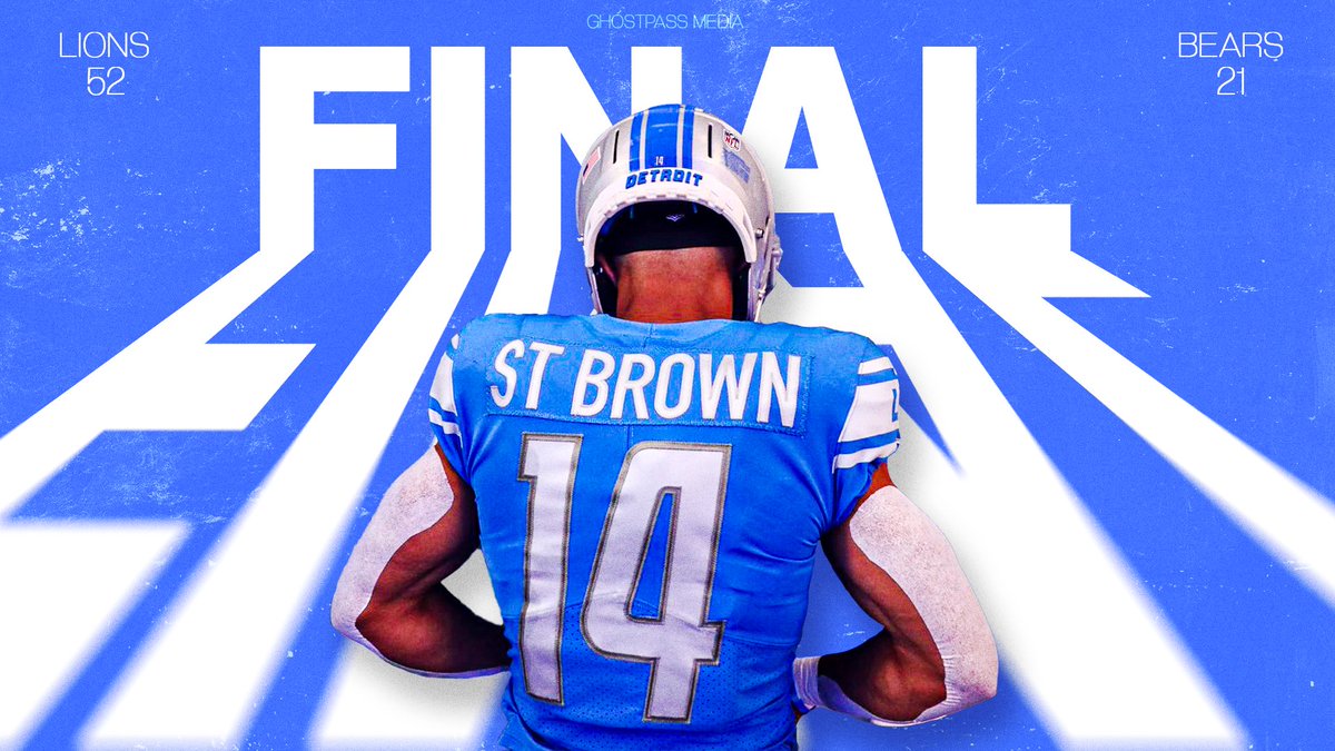 final score 52-21 LIONS 🦁

#NFL #FootballSunday #LionsvsBears #NFLRedZone #sportsmedia #GraphicDesign #photoshop #sportsgraphic #NFLSunday
