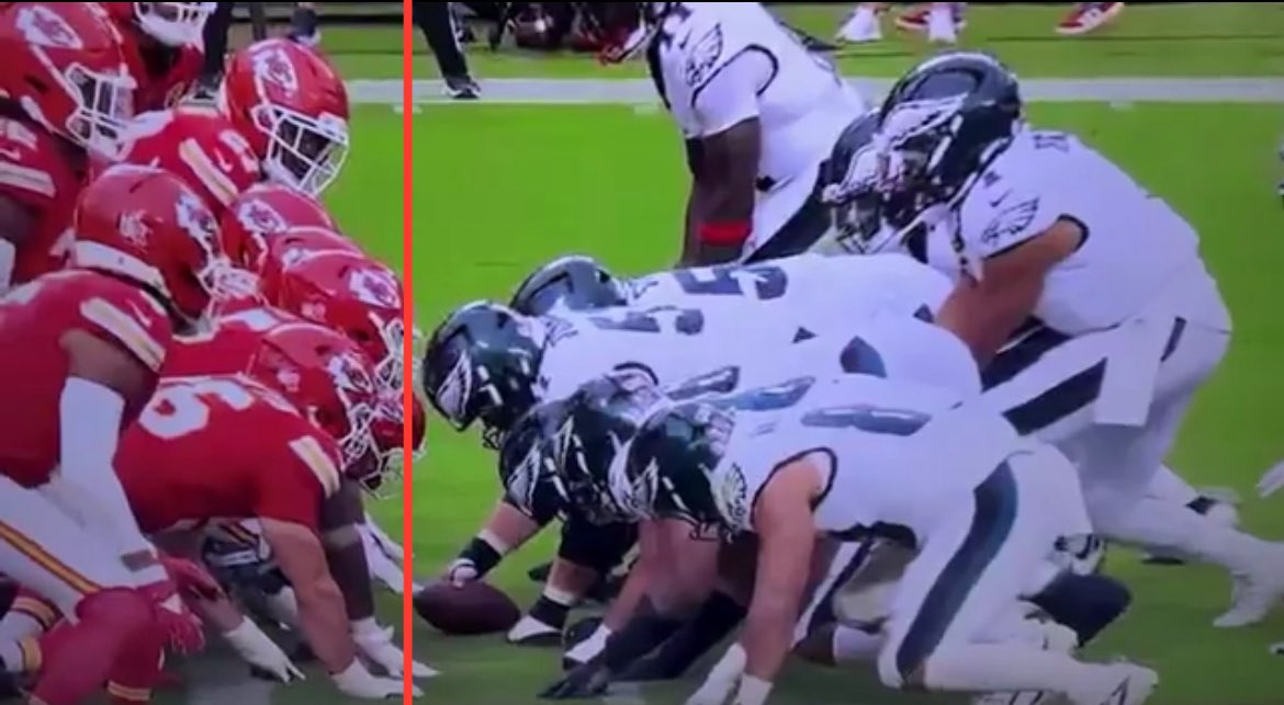 <a href="/ChaseDaniel/">Chase Daniel</a> Is this the whole DL in the neutral zone? Why yes, it is. 
And Eagles fans have been forced to look at this shit for the last couple years while listening to whiny KC bitches who already miss their quick fix referees.