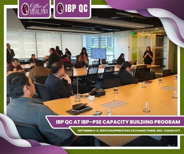 IBP_NCLA's tweet image. IBP Quezon City
September 4-5, 2025

IBP QC Vice President Atty. Jeffrey B. Constantino proudly represented the chapter at the IBP–PSE Capacity Building Program held on September 4–5, 2025 at the PSE Tower, Bonifacio Global City.

#IBPNCLA
#ServeTheCountryHailTheIBP
#IBPLegalAid