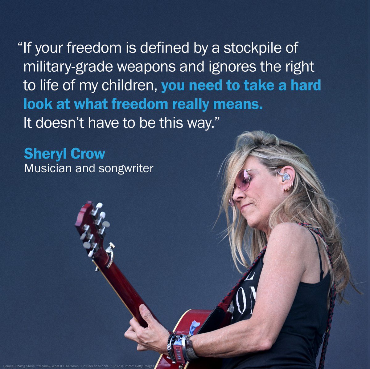 TheDemCoalition's tweet image. Sheryl Crow nails it.

Tell Congress to take immediate action to reduce gun violence in our country here: bit.ly/3JUNAcf

#GunReformNOW