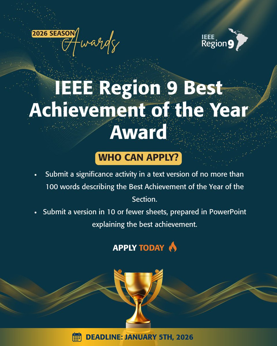 🌟 What’s the standout achievement of the year? Nominate now! Info: r9.ieee.org/resources/awar…
#ieee #ieeer9 #volunteerrecognition #ieeer9awards #awards2026