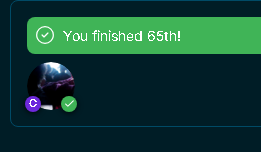 65th i guess , lost cuz i wasn't motivated enough. ggs tho