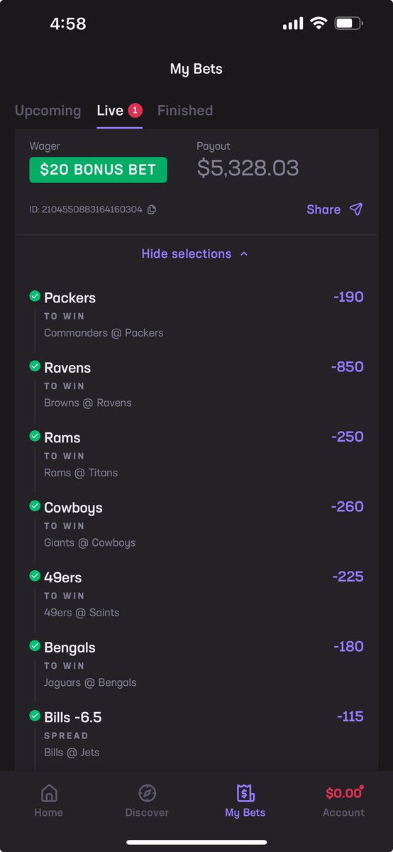 J_0ctober's tweet photo. @wil_lutz5 &amp; @dondreatillman2 owe me $5,328.03 if the rest of this parlay hits. I’ve never seen 2 people sell a game harder than that… https://t.co/CHljpVV0H6
