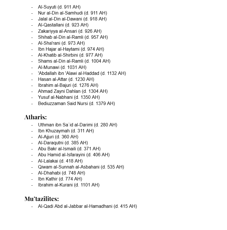 abutalhahashemi's tweet image. I’ve compiled a non-conclusive list of Shāfiʿī scholars along with their creedal affiliations. 📚

The focus is mainly on the Shāfiʿiyyah from the era after the students of al-Shāfiʿī and those who followed them.

Note: Some of these attributions may be contested.