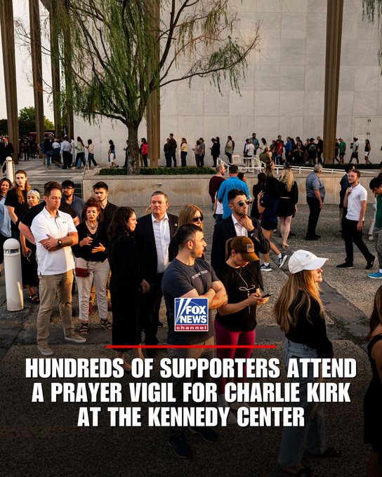 SHOWING SUPPORT: Americans attend the prayer vigil for Turning Point USA founder Charlie Kirk at the Kennedy Center.