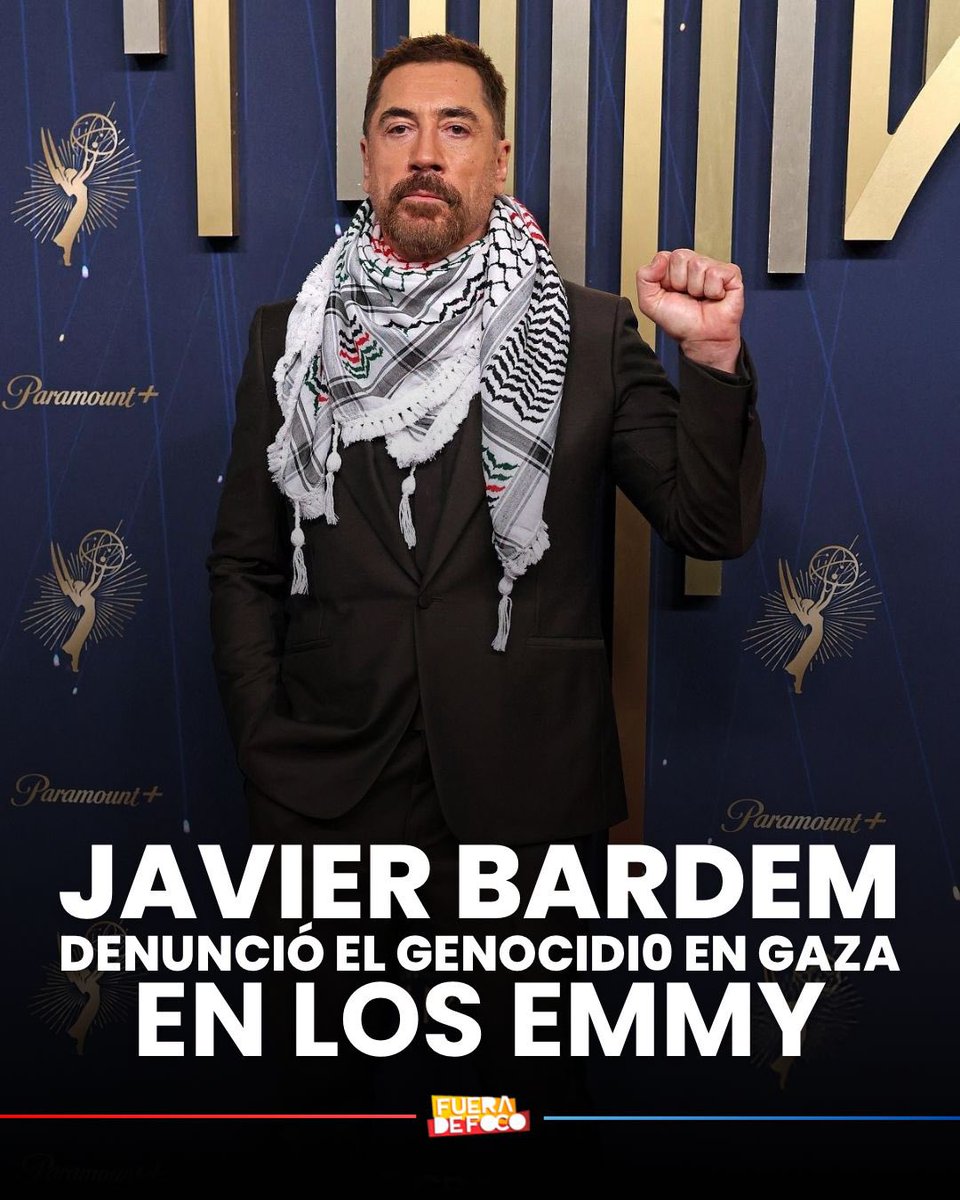 ¡DENUNCIA EL GENOCIDI0! 🇵🇸 Desde la gala de los #Emmy, #JavierBardem lanzó un mensaje en el que pide consecuencias para Israel por el genocidi0 en Gaza e hizo un llamado por la libertad de Palestina. 

“Estoy aquí denunciando el genocidi0 en Gaza. La Asociación Internacional de