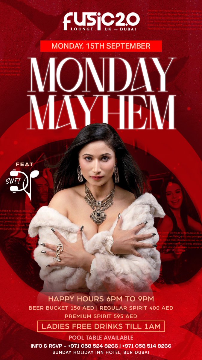 SUFIKHAN_SK's tweet photo. ๐ฅMonday Mayhem | 15th September 2025 at Fusic 2.0๐@fusic_2.0
Party with the Queen of Mashups,DJ SUFI from Dubai!๐ฆ๐ช @DJSUFIOFFICIAL
Known for her pulse-pounding beats & electrifying performances,she's here to take the night to the next level!๐ฅ
#DJSufiLive #djsufi #DJSufiDubai https://t.co/EoUlEnBwwM