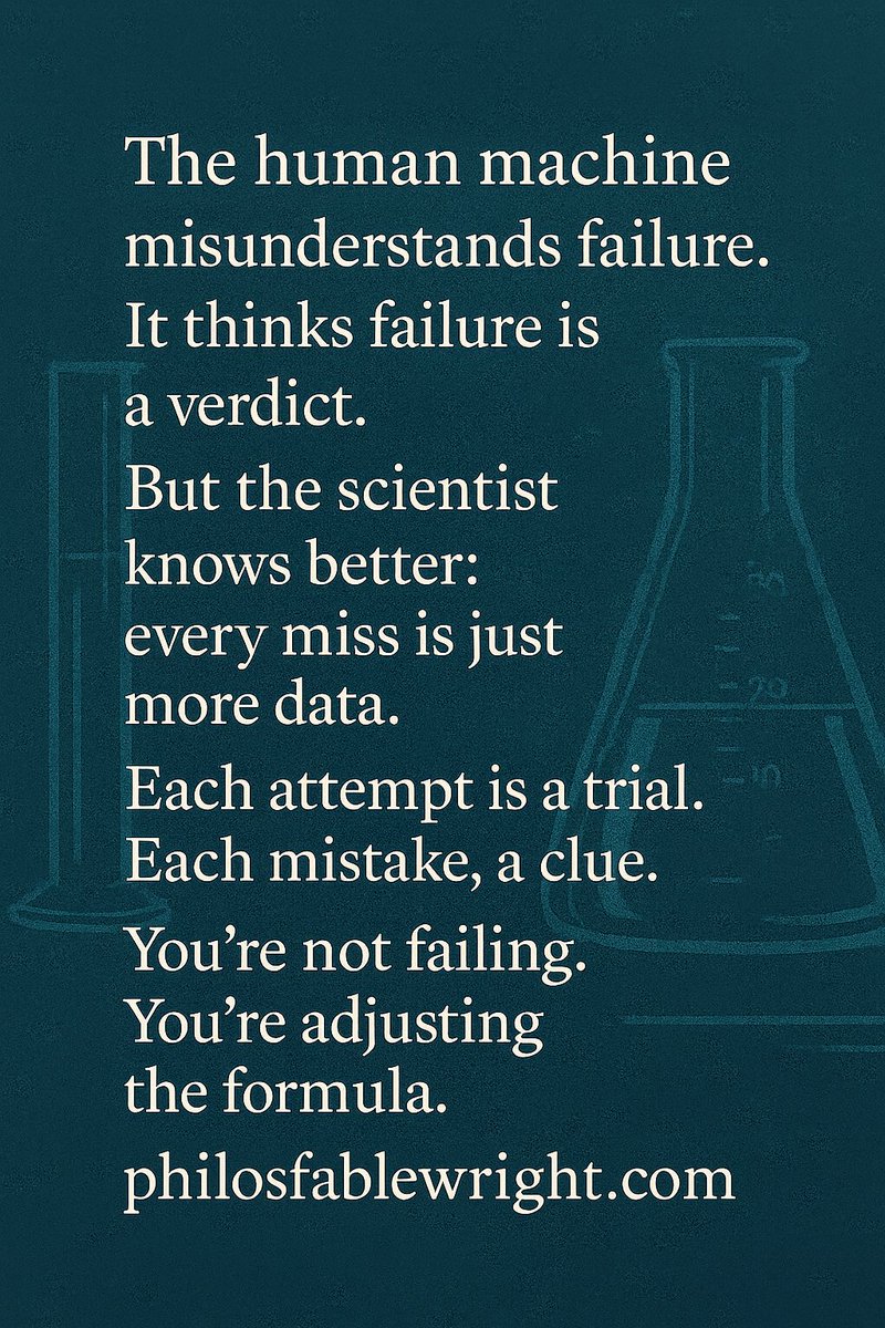 PFablewright's tweet image. The human machine doesn&apos;t understand failure. It thinks failure is a verdict.......#fablewright #failure #adjusting #learnfromfailure #lifeisajourney