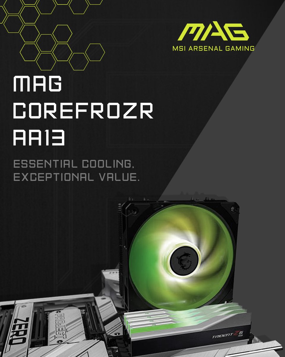 AustraliaMSI's tweet image. ✨Meet the new Air Cooling MAG COREFROZR AA13✨A compact powerhouse built for PC enthusiasts who value both performance and visual harmony.   

With a refined design and efficient cooling, it's more than just a cooler!❤️‍🔥

 #MSI #CPUcooler #PCBuild