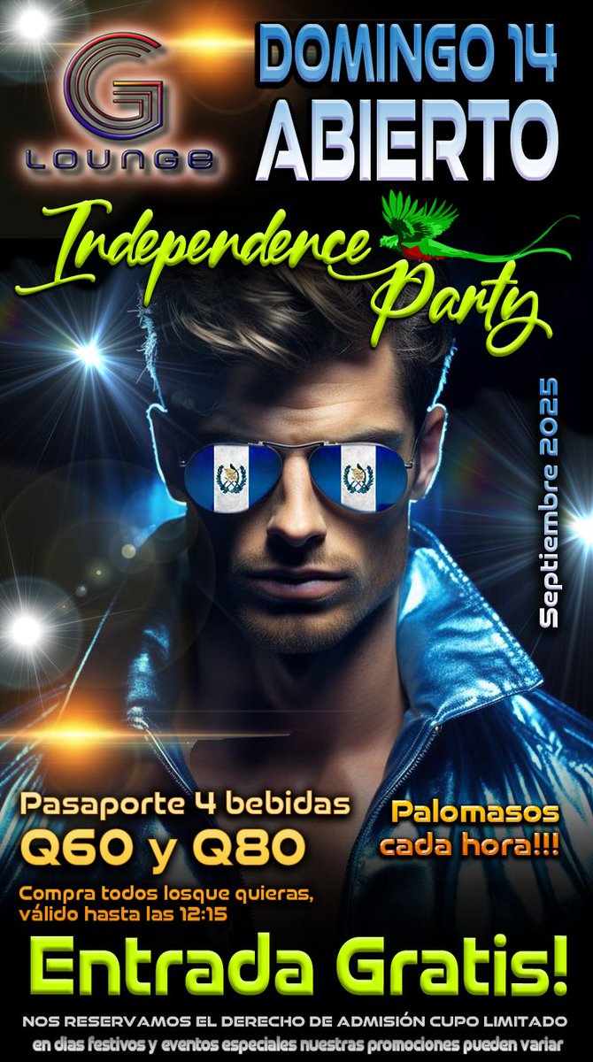 ¡Este domingo 14, G Lounge está más abierto que nunca! 🎉✨ Te esperamos con las mejores vibras, música 🔊 y el ambiente más exclusivo 🥂. ¡La entrada es libre! 😎🎟️ ¡No te lo podés perder! 💥
Ven a disfrutar de una noche única con tus amigos 🤩, ¡Free! 🕺🥳🍾