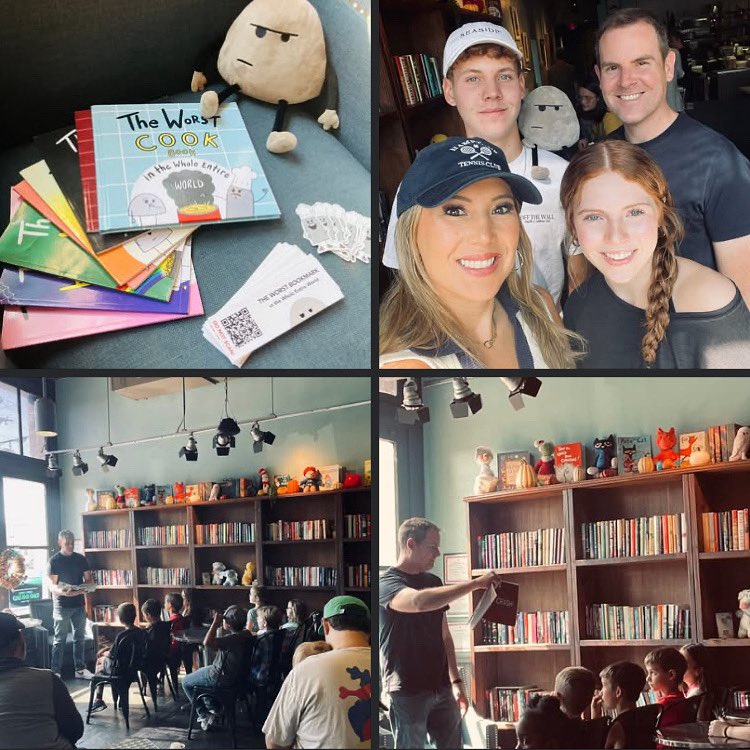 ackersbooks's tweet image. Had such a fun time reading at Stash’s Table &amp;amp; Fable this weekend! 📚🍔

#ackersbooks #worstworldworks #kidsbooks