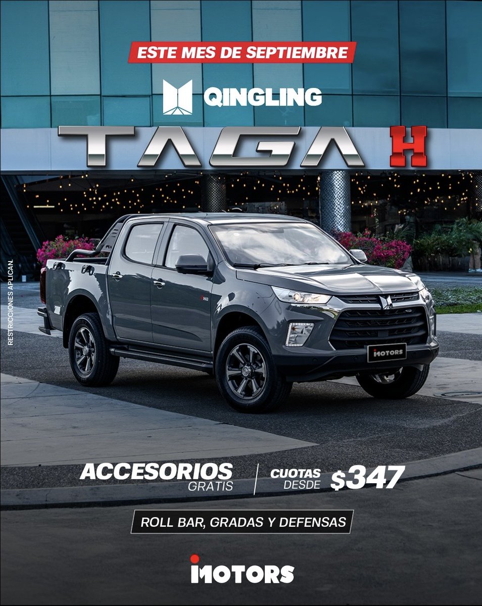 Este mes de septiembre aprovecha la promo: TAGA H con accesorios incluidos para hacer tu pick-up más completa y lista para todo. 💪😉