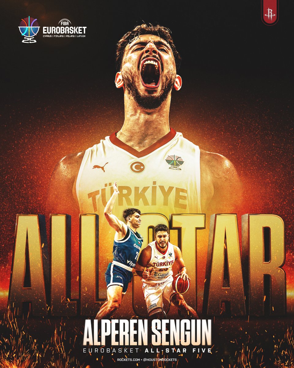 Houston Rockets (@houstonrockets) on Twitter photo Alperen Şengün has been named to the <a href="/EuroBasket/">FIBA EuroBasket</a> 2025 All-Star Five ⭐
He joins Giannis Antetekounmpo, Luka Doncic, Dennis Schroeder and Franz Wagner on the list as one of the top performers in this year’s tournament! Alperen Şengün has been named to the <a href="/EuroBasket/">FIBA EuroBasket</a> 2025 All-Star Five ⭐
He joins Giannis Antetekounmpo, Luka Doncic, Dennis Schroeder and Franz Wagner on the list as one of the top performers in this year’s tournament!