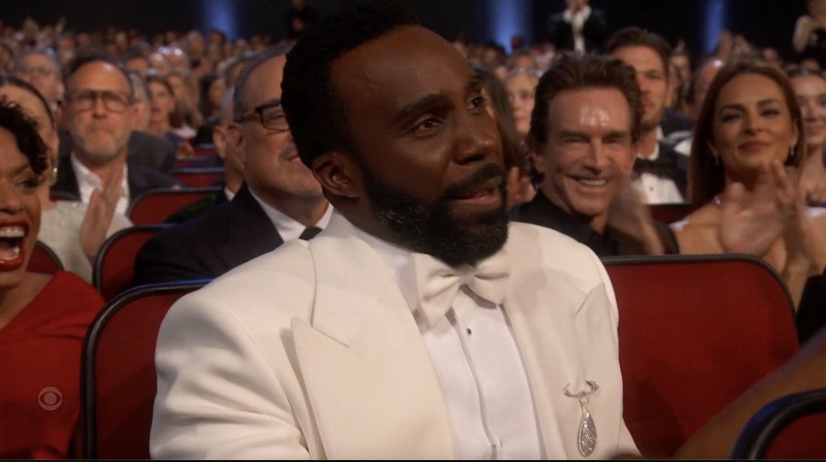 AMikeBloomType's tweet photo. Spotted: Jeff Probst watching Mr. Milkshake win an Emmy #Survivor https://t.co/E0mhpUaX43