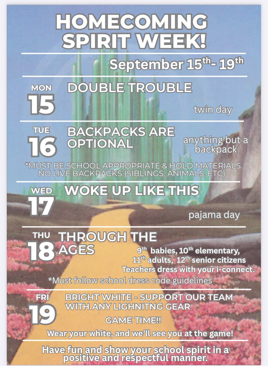 Spirit Week starts tomorrow!