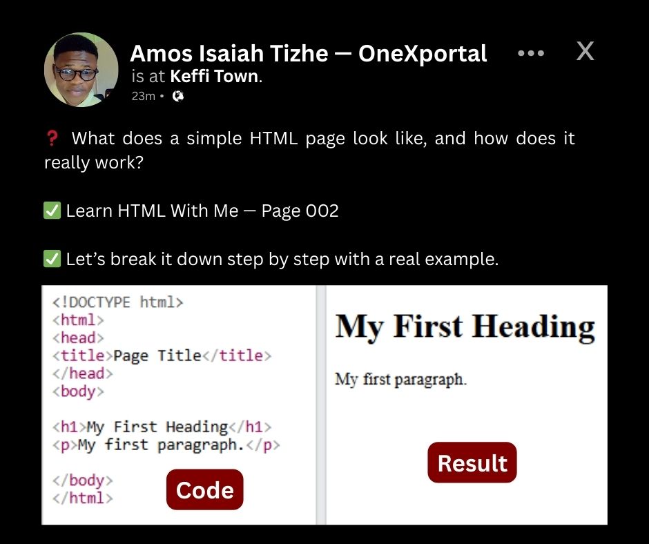 MrtriumphIA's tweet image. 8/8

👉 Should I show you how to add images &amp;lt;img&amp;gt; and links &amp;lt;a&amp;gt; in the next lesson?

If this made HTML easier, like &amp;amp; retweet to help someone else start coding.

Follow for more lessons. 🚀

#learnhtml #html #webdev