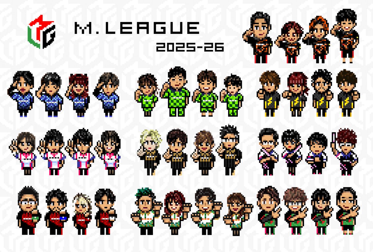 manhattandropxx's tweet photo. Mリーグ2025-26　開幕！！

#Mリーグ #渋谷ABEMAS #KONAMI麻雀格闘倶楽部 #TEAM雷電 #EX風林火山 #UNEXTPirates #KADOKAWAサクラナイツ #赤坂ドリブンズ #セガサミーフェニックス #BEASTX #アースジェッツ https://t.co/NHPb8GyHFs