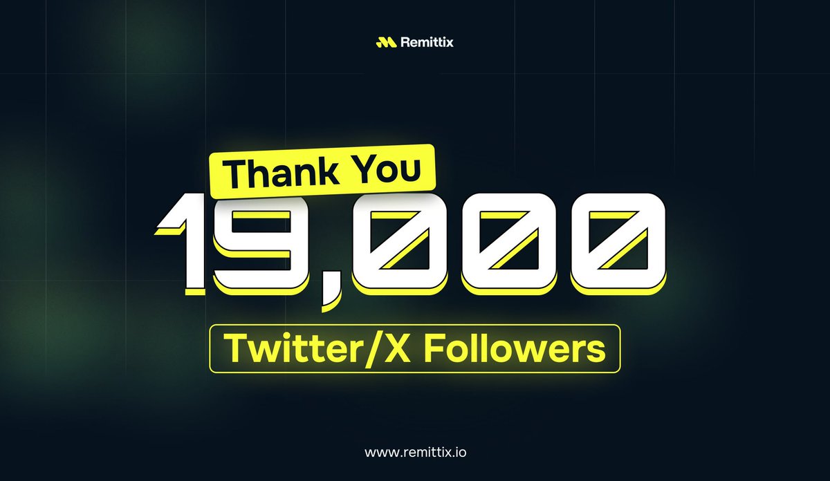 🎉 Celebrating Over 19,000 Followers on X! 🎉

A huge thank you to our incredible X community. 

We are deeply grateful to each and every one of our followers for helping us reach the remarkable milestone of over 19,000 followers. 🌟

With over $25.6M raised 💰 and 1 RTX =
