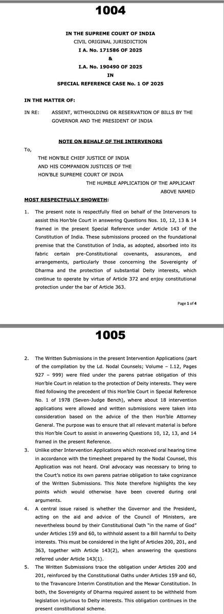 csranga's tweet photo. Dear Devotees Tiruppan Alwar Ammal Doctrine of Dharma Note is included in the compilation of Nodal counsels SR No 1 of 2025 Art 143 reference...We now await the opinion of Hon'ble Judges of SC as per principles of Dharma in the emblem  यतो धर्मस्ततो जयः
https://t.co/KpSZWMK9gi https://t.co/UqmVfzQti0