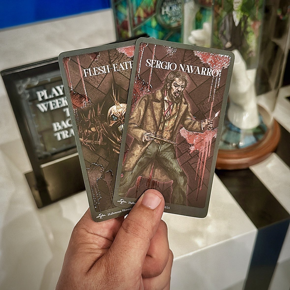 TuckBeck's tweet image. If you haven’t been to Halloween Horror Nights yet this week, make sure you go tonight! And be sure to get your Sergio Navarro collectible card! He is the Icon for @HorrorNightsORL this year after all. 🖤
.
#UniversalStudiosBlogger #HHN34
#HalloweenHorrorNights #HHN 🎃