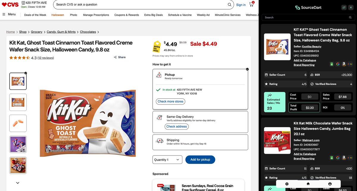 SourceDart's tweet image. Sunday nights should be for Reverse Sourcing
Starting the week out strong finding leads automatically on sites like Walgreens, Petco, and even Amazon