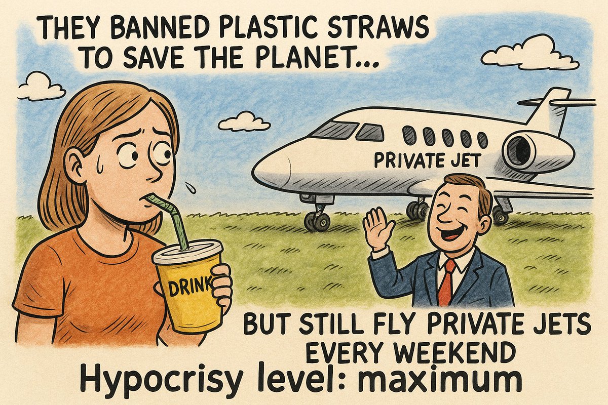 Onfirefoxx's tweet image. They banned plastic straws to save the planet but still fly private jets every weekend

Hypocrisy level: maximum

#PoliticalMemes #EnvironmentalHypocrisy #GovernmentPromises #Hypocrisy #TrustIssues #MemeOfTheNight #Freedom #PoliticalHumor