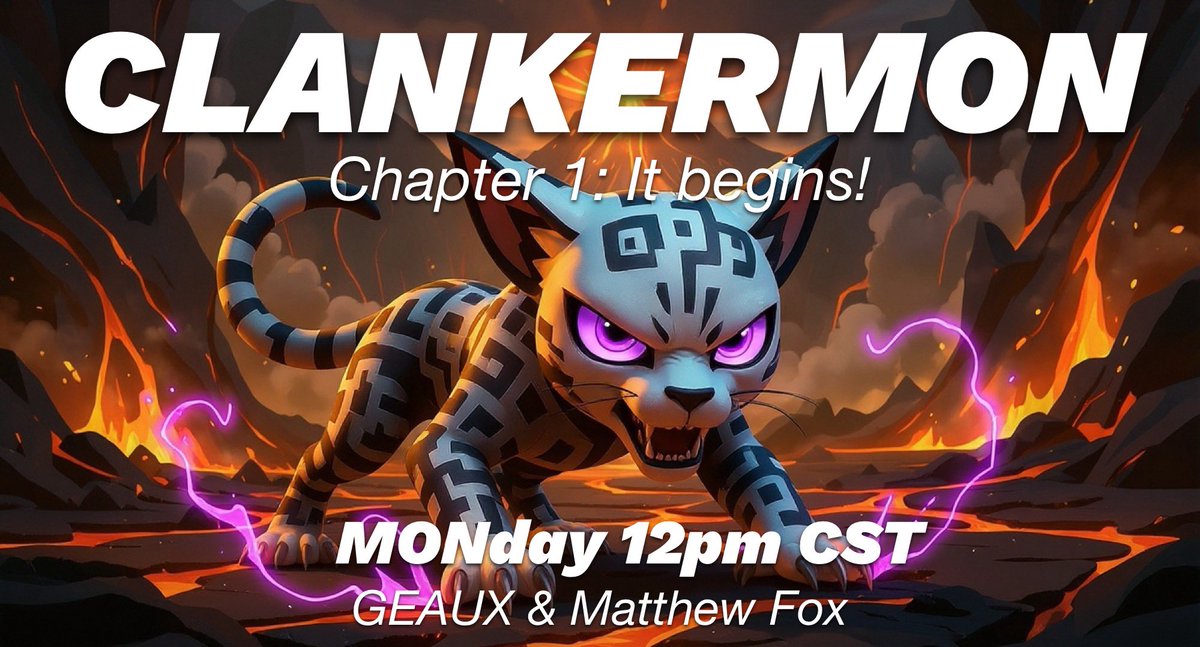 geaux_eth's tweet image. Tomorrow I’ll talk with @MatthewFoxAF about all the @clankermon CH 1 updates
Stop by!!