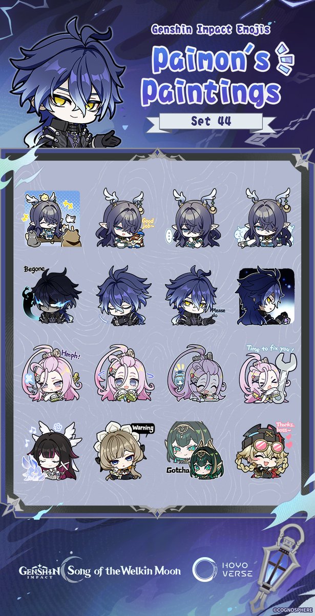 GenshinImpact's tweet photo. Greetings, Travelers! The latest emojis from Genshin Impact are now available on HoYoLAB~
#GenshinImpact 

Paimon's Paintings include a collection of chibi emojis of various Genshin Impact characters. We hope you like them! Paimon will continue to paint more cute emojis for everyone~

See more details here: https://t.co/SD0Dutoysw