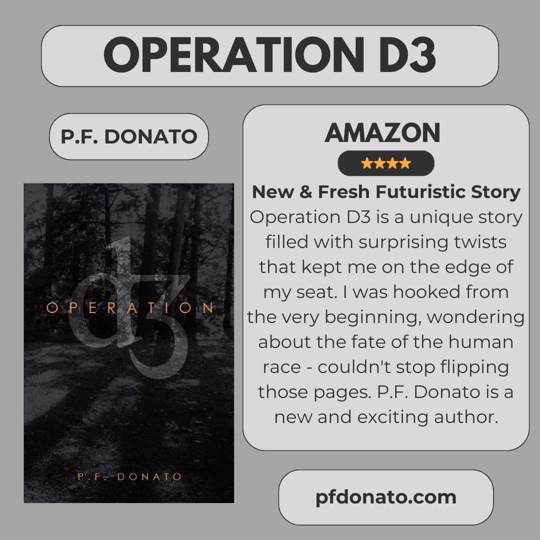 pfdonato.com
Barnes &amp; Noble barnesandnoble.com/w/operation-d3…
Apple Books books.apple.com/us/book/operat…
Amazon amazon.com/Operation-D3-P…
Readers House readerhouse.com/products/opera…
Google Play play.google.com/store/books/de…
#booknerd #readerscommunity #bookreviews #books