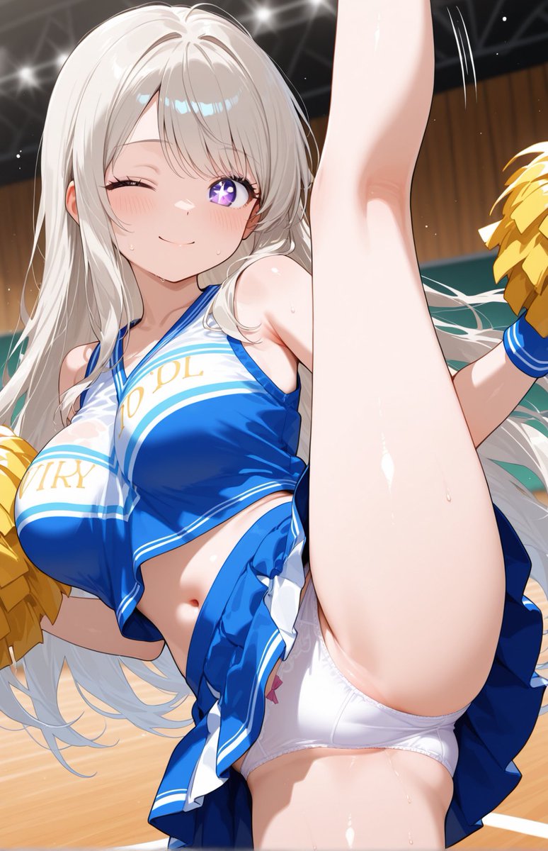 blankiss_labo's tweet photo. 応援してるだけだよ〜？💙  
……ん？どうしたの、そんなに見つめて？

Just cheering, that’s all〜💙  
Hmm? Why are you staring like that?

#AIart
#AIイラスト大好きさんと繋がりたい 
#チアガール https://t.co/8Yqb82g05r