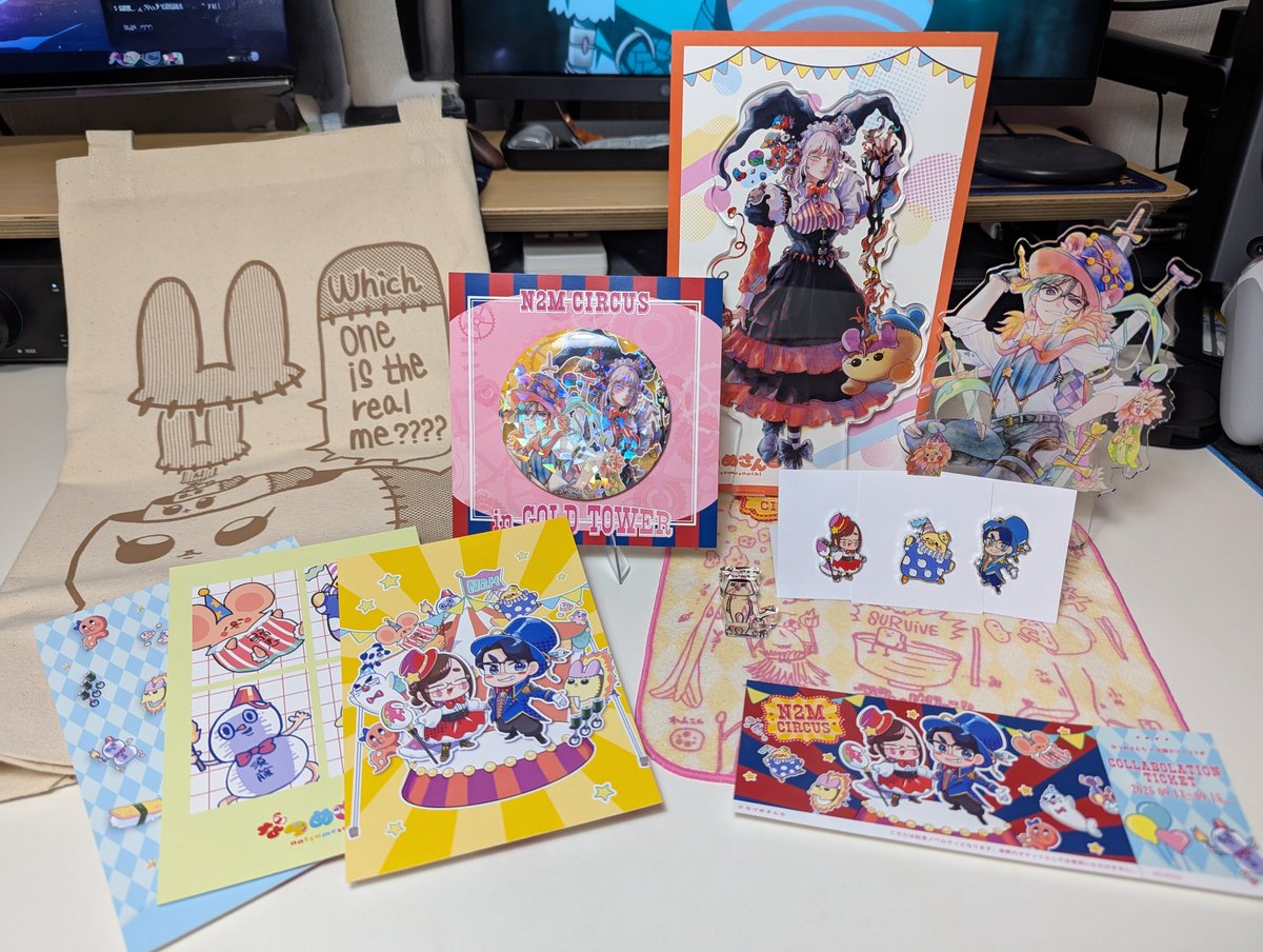 silicat63's tweet photo. なつめさんち × 全国タワーコラボ
開幕！N2M CIRCUS in GOLD TOWER

行ってきたー。ピンバッジガチャが神引きで笑。 https://t.co/kYbnOyTDiF