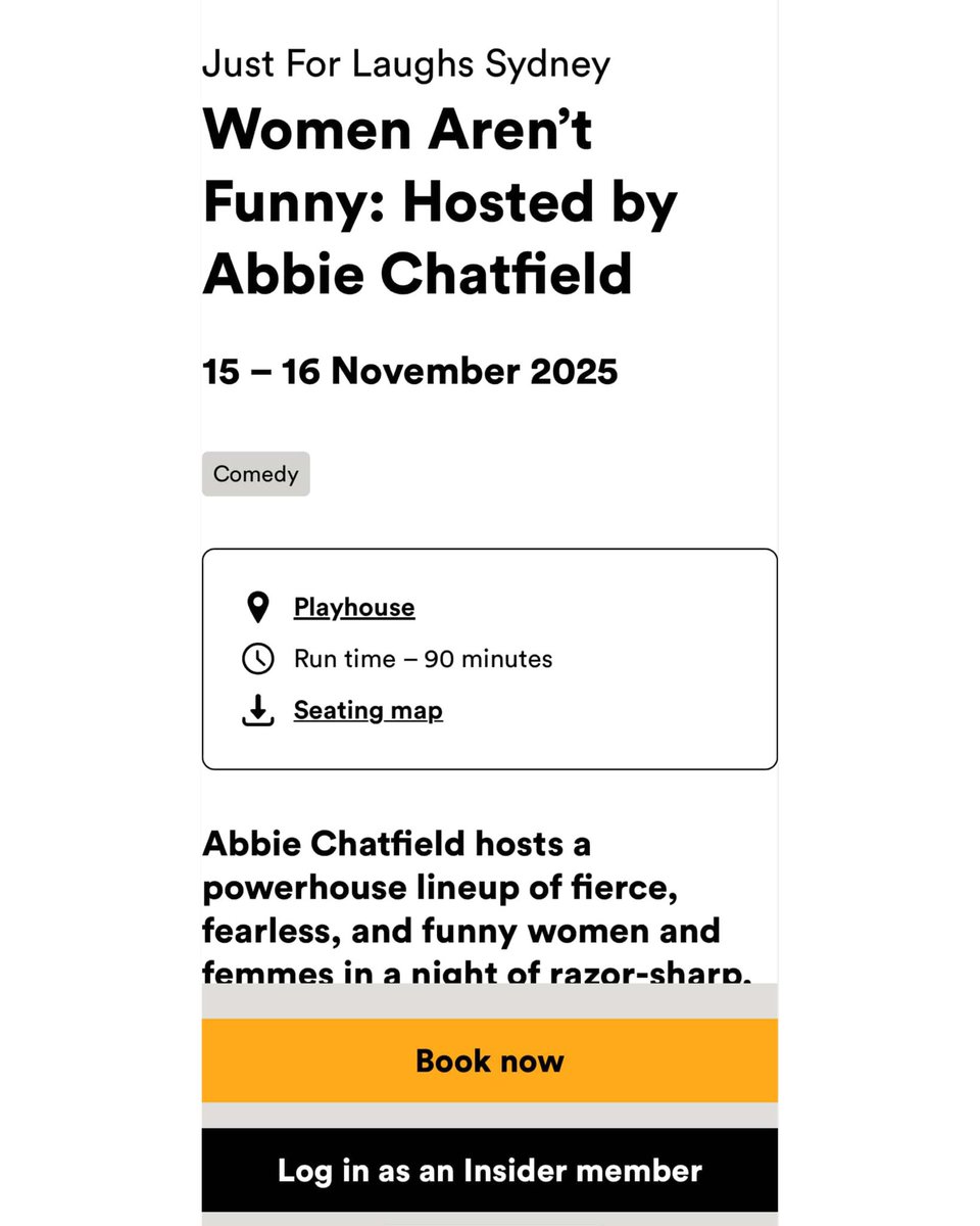 Sydney. November 15–16. The Opera House is hosting Abbie Chatfield’s show “Women Aren’t Funny: Hosted by Abbie Chatfield.”

This is the same woman who cheered on political violence. She mocked the murder of a man who was assassinated and openly fantasised about the death of a