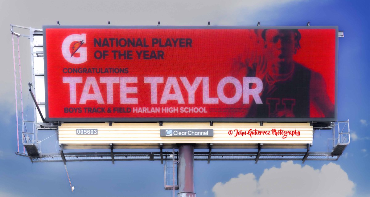 John Gutierrez (@gutierrezphotos) on Twitter photo Still wrapping my head around it—my photo of Gatorade National Player of the Year Tate Taylor, <a href="/Tate_KTaylor/">Tate K. Taylor</a>, is blazing across a digital billboard off Loop 1604 near Braun Road in San Antonio. To see my work spotlighting one of the fastest high school sprinters in history. Still wrapping my head around it—my photo of Gatorade National Player of the Year Tate Taylor, <a href="/Tate_KTaylor/">Tate K. Taylor</a>, is blazing across a digital billboard off Loop 1604 near Braun Road in San Antonio. To see my work spotlighting one of the fastest high school sprinters in history.