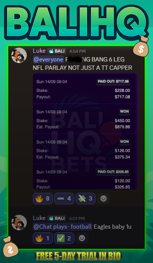 🚨LUKE IS ON A HEATER 🔥

He’s not just a 🏓 table tennis specialist—he’s cashing across the board.

This is BaliHQ: any day, any sport, we find the edge so you can cash. 🧑‍🍳✅

#NFL | #NFLPicks | #SportsBets | #SportsBetting | #GamblingTwitter