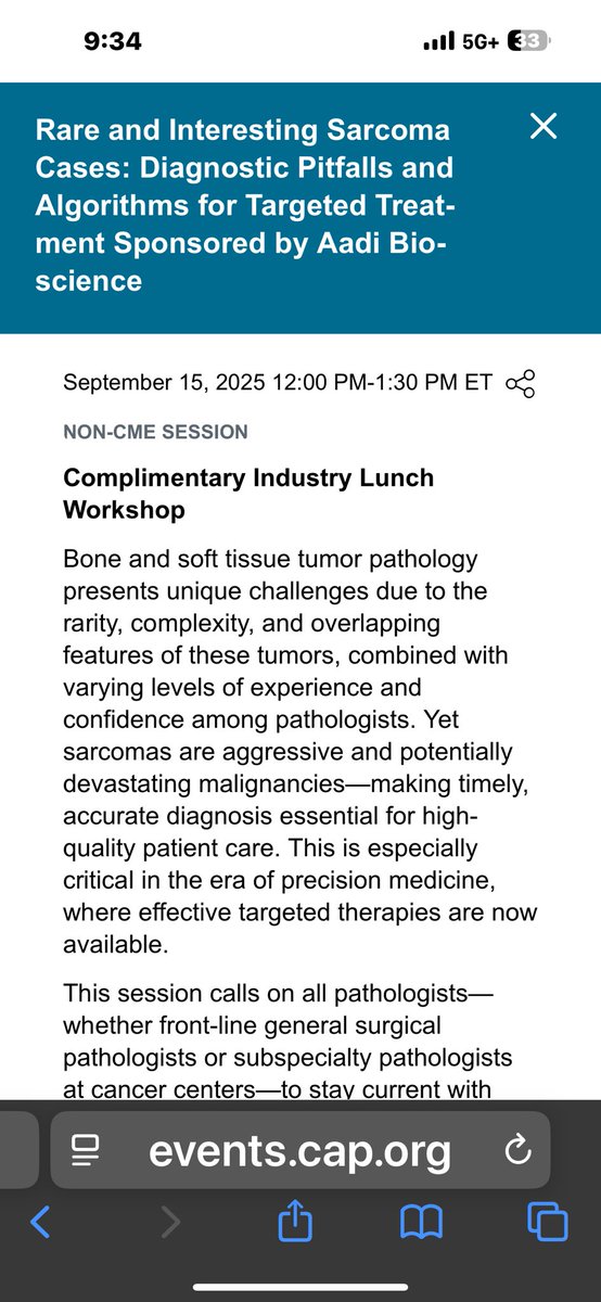 DrBuiPathology's tweet image. 🍽️My lunch &amp;amp; Learn session is on Monday, Sept 15 at noon in room Magnolia 5-6 during #CAP25. See you there! ⁦@USFpathology⁩ ⁦@MoffittNews⁩ ⁦@CAPA_comm⁩ ⁦@FLPathologists⁩ ⁦@MeredithKHerman⁩ ⁦@Pathologists⁩ #sarcoma