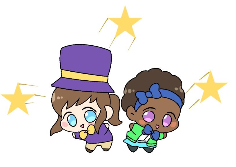 [Day 220] Little show stars
#Hat_kid #ArtistOnTwitter #ahit #chibi #ahatintime #hatkid  #hatgirl #cute #ibisPaintX