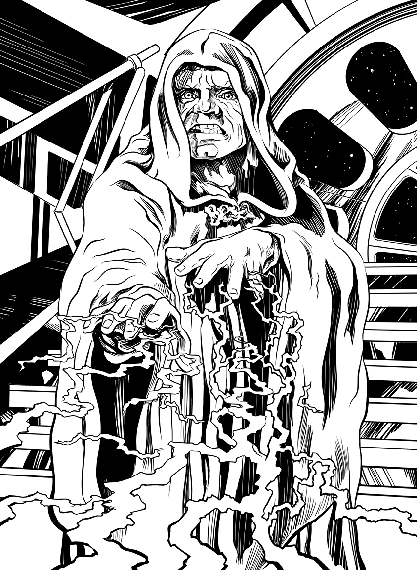 DavidRabbitte's tweet photo. Art process for a Topps card -
#StarWars #Topps #ReturnoftheJedi #TheForce #ToppsStarWars #draw #pencilsketch #inks #color #final https://t.co/qL1DT9doaq