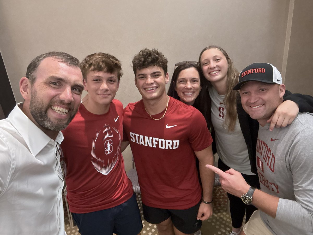 amignery's tweet photo. STANFORD!! 
It is official! My son Devin, committed to Stanford University! Fantastic visit this weekend. Thank you Stanford Football for the warm welcome and the hospitality. Andrew Luck and staff undoubtedly are building a dominant program! Go Cardinal!
https://t.co/D1XLCGG9m3 https://t.co/znhySDoW2o