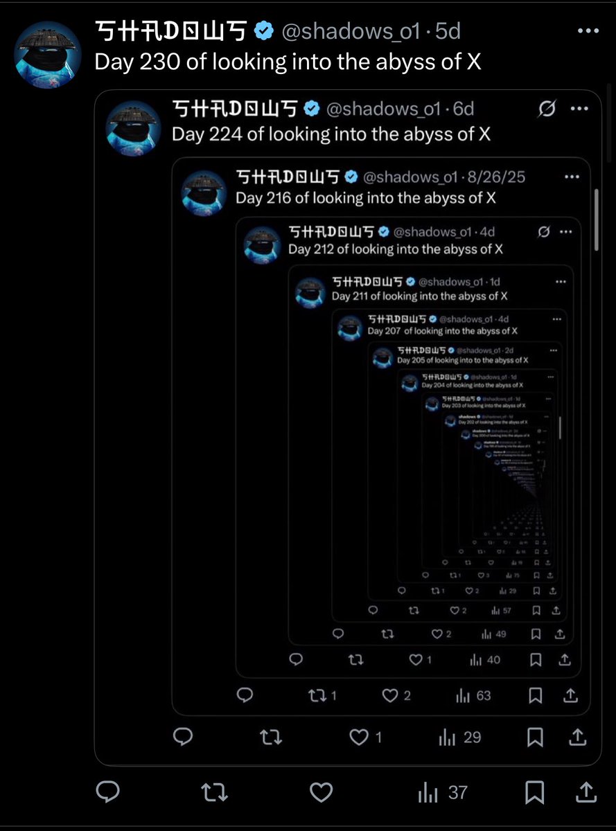 shadows (@shadows_o1) on Twitter photo Day 235 of looking into the abyss of X Day 235 of looking into the abyss of X