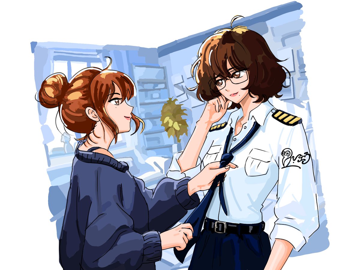 bluuyukio's tweet photo. Yago has not yet combed her hair and here comes ginger head Dom helping her with her tie.

#peblu #YagoDom #JMJ #JiminJeong https://t.co/jhqHUjpgd1