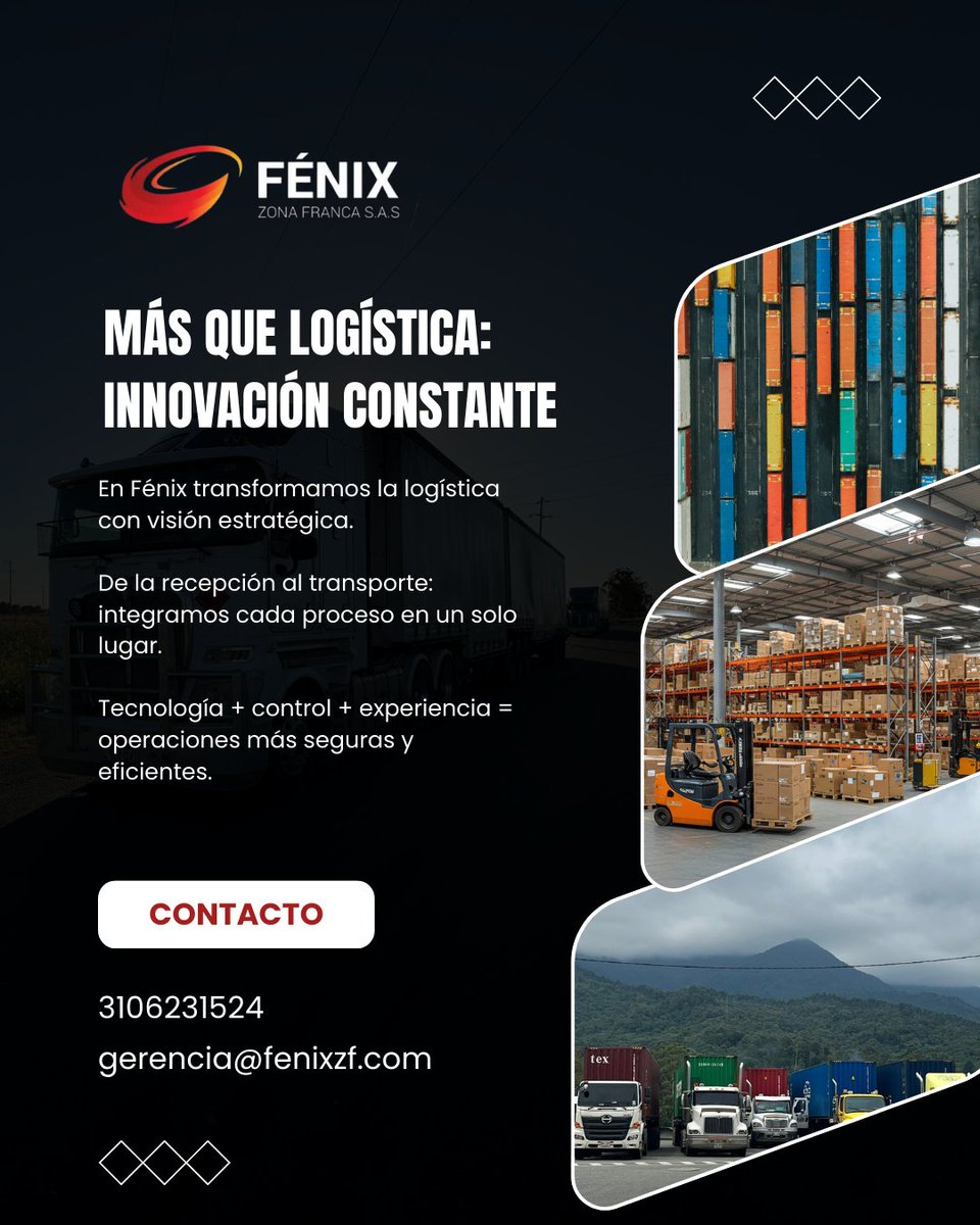 Fenix_ZF's tweet image. En Fénix innovamos para que tu operación crezca sin límites.
Confianza, estrategia y tecnología al servicio de tu logística. 🚀
#ZonaFranca #LiderazgoLogístico #AliadoEstratégico #InnovaciónLogística #FénixZF