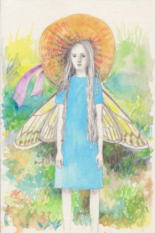 【展示作品紹介】
『蝉羽月（せみのはづき）』
長袖から
半袖に通した瞬間の
はっ
とする、心地よい風
ー
蝉羽月（せみのはづき）：陰暦6月の異称。蝉の羽のように薄い着物を着始める時期
.......
アナーキックギャラリー東京 9/15まで開催 <a href="/anarchicgallery/">アナーキックギャラリー東京／京都</a>
#あめふりまち原画記念展示