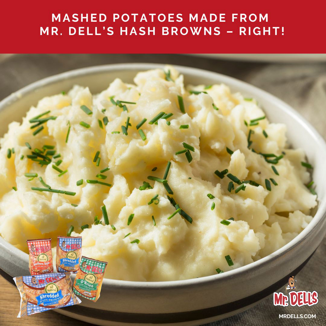 MrDellsTweets's tweet image. 🥔✨ Mashed potatoes from hash browns? Yep! Just simmer Mr. Dell’s All Natural Hash Browns in broth, mash with butter + milk, season, and serve. 🙌 Creamy comfort without the peeling. 👉 Find us at MrDells.com #MrDells #HashBrownHack #ComfortFood #EasySides