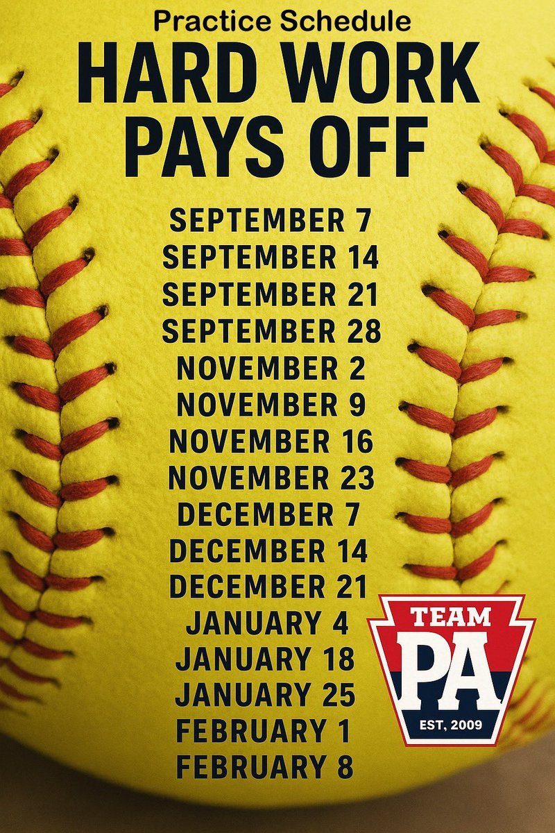 TPAMollenkopf's tweet photo. Practice schedule locked in. The grind behind the scenes is what pays off on game day. 💪🥎 #TrustTheProcess #SoftballLife https://t.co/UHrzwaxwOz