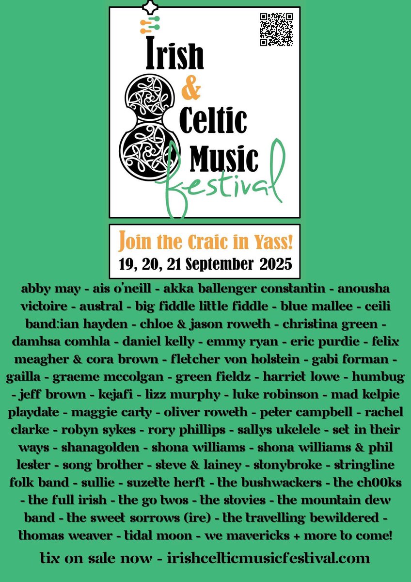 CHRIS_CoSoP's tweet photo. Really looking forward to being back at the Irish and Celtic Music Festival in Yass NSW 19-21 September! Details of gigs/venues to follow, visit https://t.co/GAldE8uaVe for ticket and other info ☘️ 🎶 #irishandcelticmusicfestival https://t.co/3sZWDxskGa